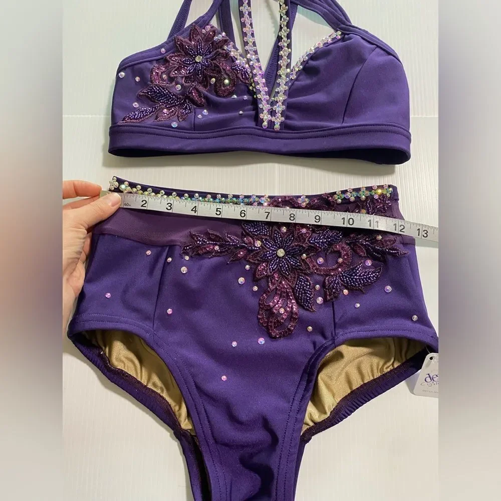 Custom solo dance convention contemporary costume 2 piece purple MA adult NEW